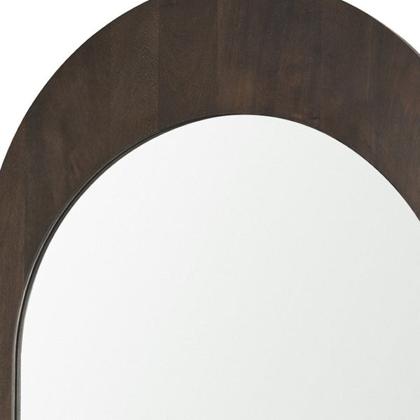 HomeRoots 48" Brown Solid Wood Arch Accent Mirror - Elegant Design, Ready to Hang, Perfect for Any Space! 607301