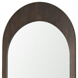 HomeRoots 48" Brown Solid Wood Arch Accent Mirror - Elegant Design, Ready to Hang, Perfect for Any Space! 607301