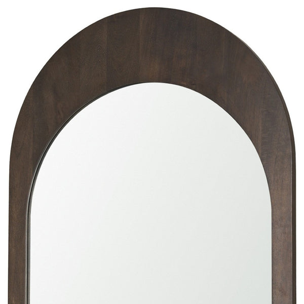 HomeRoots 48" Brown Solid Wood Arch Accent Mirror - Elegant Design, Ready to Hang, Perfect for Any Space! 607301