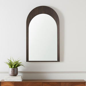 HomeRoots 48" Brown Solid Wood Arch Accent Mirror - Elegant Design, Ready to Hang, Perfect for Any Space! 607301