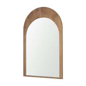 HomeRoots 48" Light Brown Arched Accent Mirror - Handcrafted Solid Wood Frame, Elegant Modern Design for Any Room 607302
