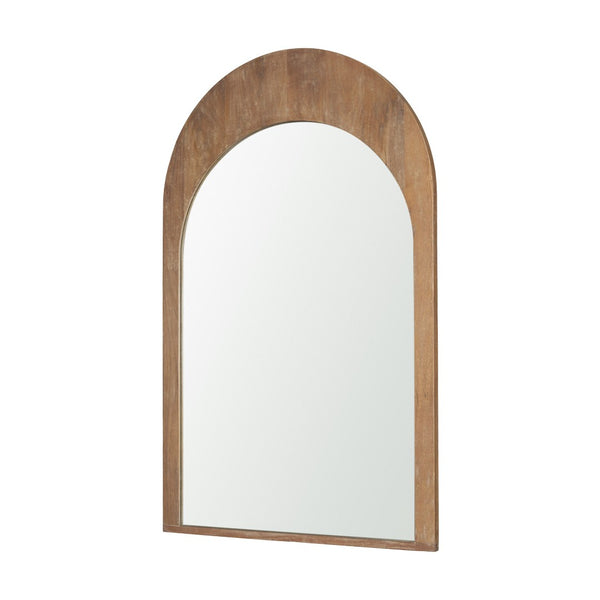 HomeRoots 48" Light Brown Arched Accent Mirror - Handcrafted Solid Wood Frame, Elegant Modern Design for Any Room 607302