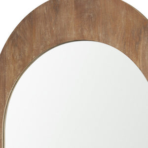 HomeRoots 48" Light Brown Arched Accent Mirror - Handcrafted Solid Wood Frame, Elegant Modern Design for Any Room 607302