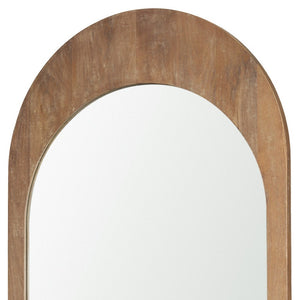 HomeRoots 48" Light Brown Arched Accent Mirror - Handcrafted Solid Wood Frame, Elegant Modern Design for Any Room 607302