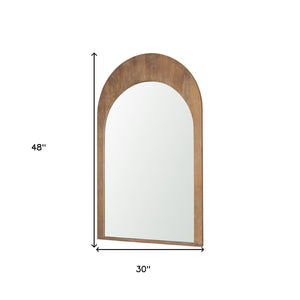 HomeRoots 48" Light Brown Arched Accent Mirror - Handcrafted Solid Wood Frame, Elegant Modern Design for Any Room 607302