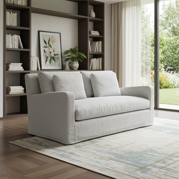 HomeRoots 69" Gray Fabric Sofa - Modern Elegance with Plush Comfort, Removable Cushions & Durable Design 607309