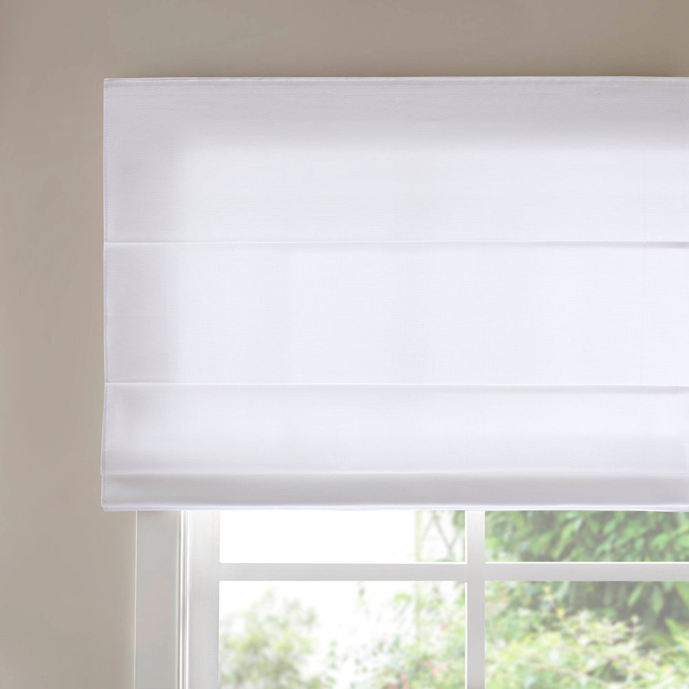 JLA Home Madison Park - Cordless Roman Blind Galen with Soft Basketweave Fabric, Cord-Free Thermal Shade for Energy Savings Matte white MP40-8788