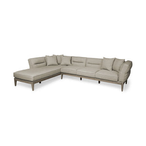 HomeRoots Beige L-Shaped Sofa Sectional with Chaise, Toss Pillows, Modern Design, and Superior Comfort 607313