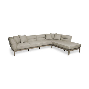 HomeRoots Beige L-Shaped Sofa Sectional with Chaise, Toss Pillows, Modern Design, and Superior Comfort 607313