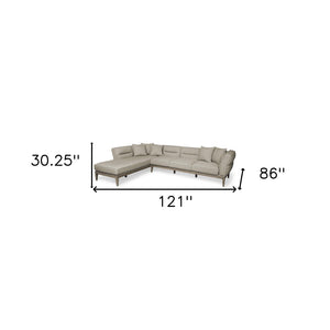 HomeRoots Beige L-Shaped Sofa Sectional with Chaise, Toss Pillows, Modern Design, and Superior Comfort 607313