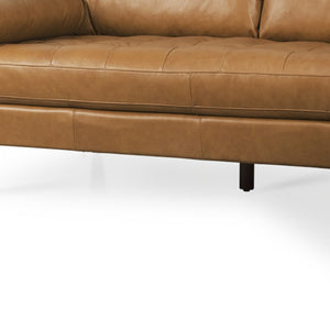 HomeRoots Tan Genuine Leather L-Shaped Sectional Sofa with Chaise & Bolster Pillows for Modern Living Rooms 607315