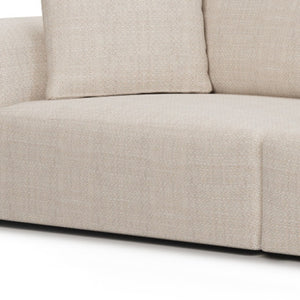 HomeRoots 113" Cream Fabric Modular Sofa with Toss Pillows - Modern Elegance for Comfort & Style in Living Room 607318