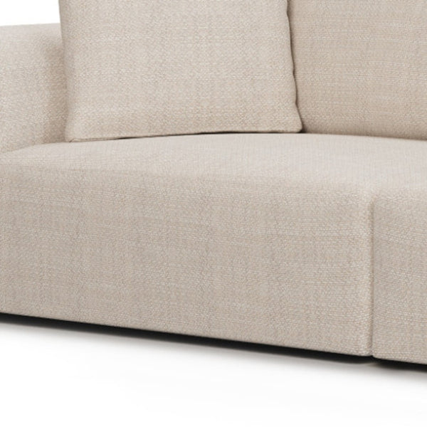 HomeRoots 113" Cream Fabric Modular Sofa with Toss Pillows - Modern Elegance for Comfort & Style in Living Room 607318
