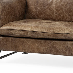 HomeRoots 84" Dark Brown Rustic Leather Sofa - Vintage Comfort with Modern Durability for Cozy Spaces 607319