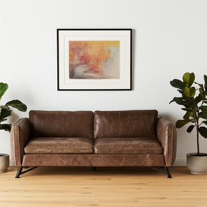 HomeRoots 84" Dark Brown Rustic Leather Sofa - Vintage Comfort with Modern Durability for Cozy Spaces 607319