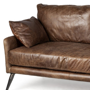 HomeRoots 82" Dark Brown Rustic Leather Sofa with Pillows - Vintage Charm, Modern Comfort for Your Living Room 607320