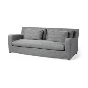 HomeRoots 93" Dark Gray Slipcovered Sofa with Toss Pillows – Modern Comfort & Style for Your Living Room 607322