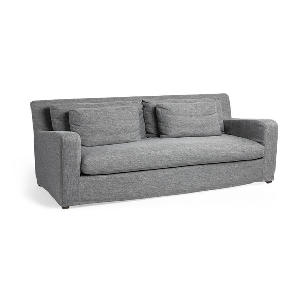 HomeRoots 93" Dark Gray Slipcovered Sofa with Toss Pillows – Modern Comfort & Style for Your Living Room 607322