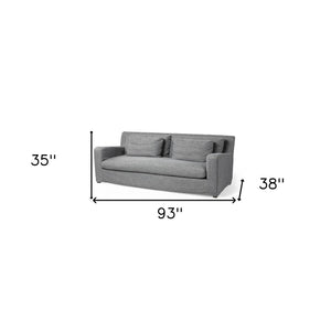 HomeRoots 93" Dark Gray Slipcovered Sofa with Toss Pillows – Modern Comfort & Style for Your Living Room 607322