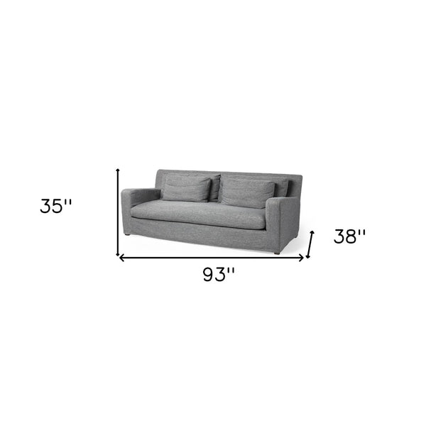 HomeRoots 93" Dark Gray Slipcovered Sofa with Toss Pillows – Modern Comfort & Style for Your Living Room 607322