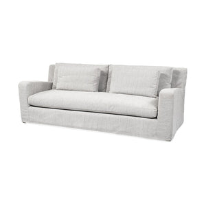 HomeRoots 93" Light Gray Slipcovered Sofa – Stylish, Comfortable Seating with Toss Pillows for Modern Homes 607323