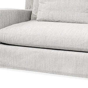 HomeRoots 93" Light Gray Slipcovered Sofa – Stylish, Comfortable Seating with Toss Pillows for Modern Homes 607323