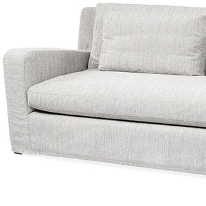 HomeRoots 93" Light Gray Slipcovered Sofa – Stylish, Comfortable Seating with Toss Pillows for Modern Homes 607323