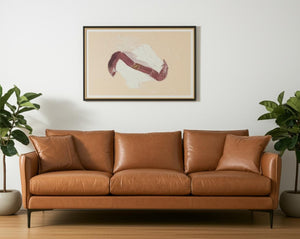 HomeRoots 86" Tan Leather Sofa with Toss Pillows, Sleek Black Metal Legs, Vintage Charm & Modern Comfort 607327