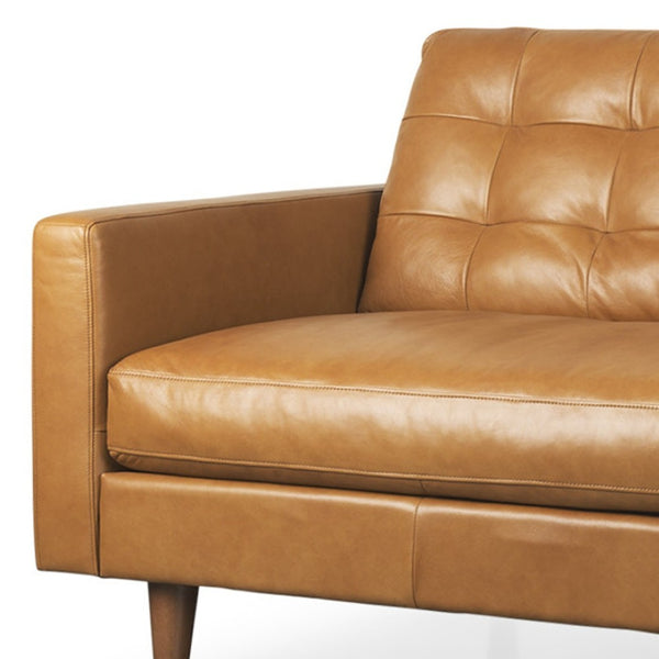 HomeRoots 88" Brown Leather Sofa - Luxurious Comfort, Durable Design & Stylish Modern Elegance for Living Spaces 607328
