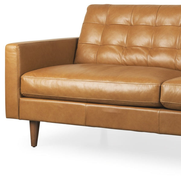 HomeRoots 88" Brown Leather Sofa - Luxurious Comfort, Durable Design & Stylish Modern Elegance for Living Spaces 607328
