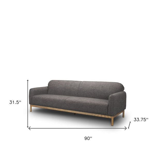 HomeRoots 90" Gray Fabric Sofa with Brown Legs – Stylish, Durable, and Comfortable Seating for Modern Spaces 607331