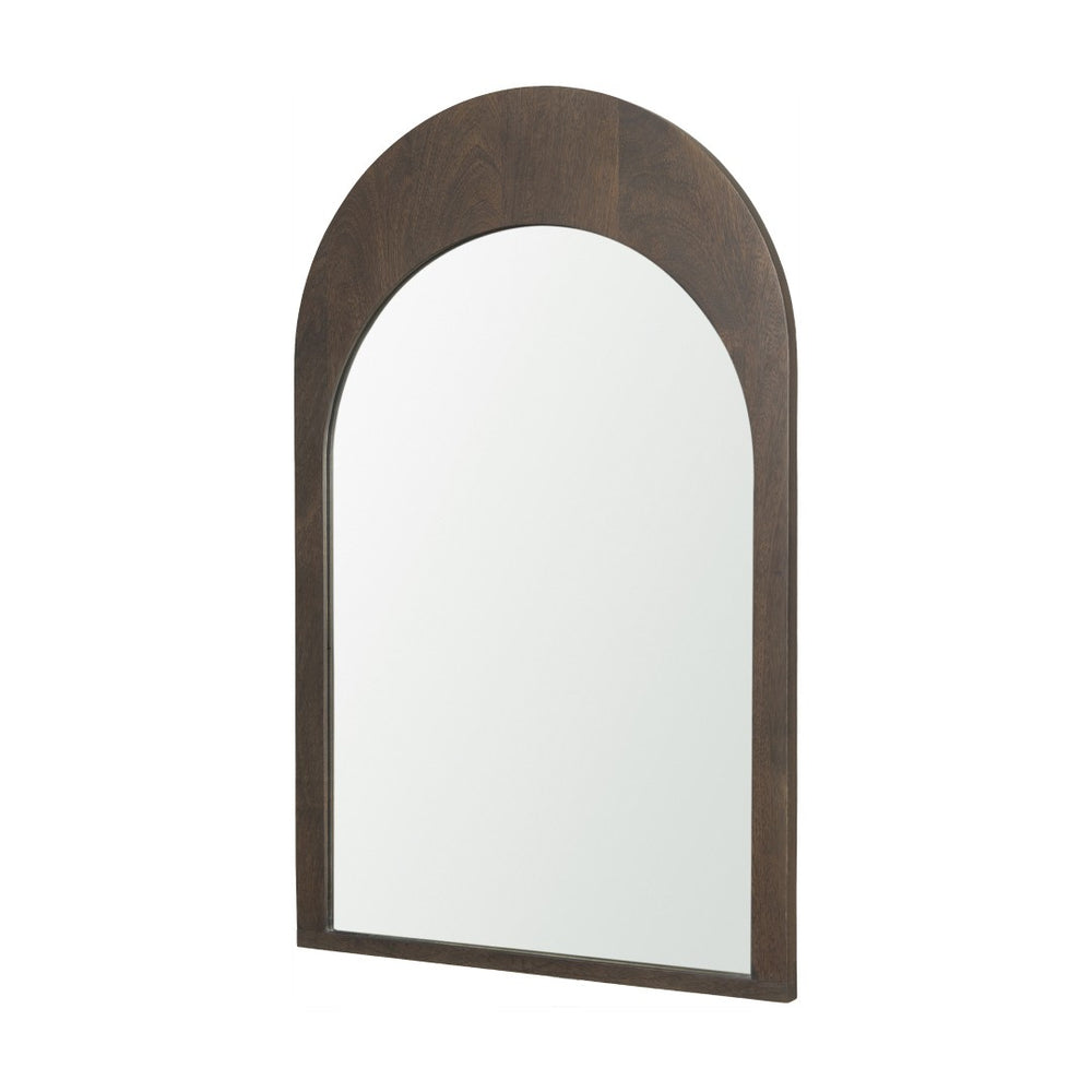 HomeRoots 36" Brown Solid Wood Arched Accent Mirror - Elegant Design to Enhance Space & Reflect Light Beautifully 607343