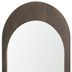 HomeRoots 36" Brown Solid Wood Arched Accent Mirror - Elegant Design to Enhance Space & Reflect Light Beautifully 607343