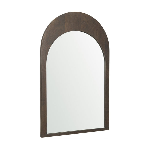 HomeRoots 36" Brown Solid Wood Arched Accent Mirror - Elegant Design to Enhance Space & Reflect Light Beautifully 607343
