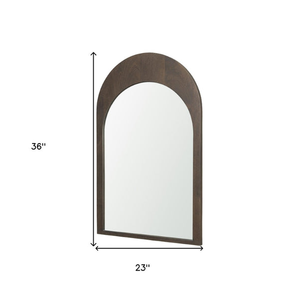 HomeRoots 36" Brown Solid Wood Arched Accent Mirror - Elegant Design to Enhance Space & Reflect Light Beautifully 607343