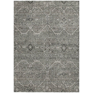 HomeRoots 5' Pewter Floral Area Rug - Stylish Washable Design for Indoor & Outdoor Spaces, Durable & Elegant 5' X 8' 607351