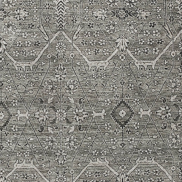 HomeRoots 5' Pewter Floral Area Rug - Stylish Washable Design for Indoor & Outdoor Spaces, Durable & Elegant 5' X 8' 607351