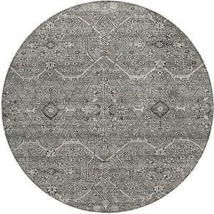HomeRoots 5' Pewter Floral Area Rug - Stylish Washable Design for Indoor & Outdoor Spaces, Durable & Elegant 8' Round 607352