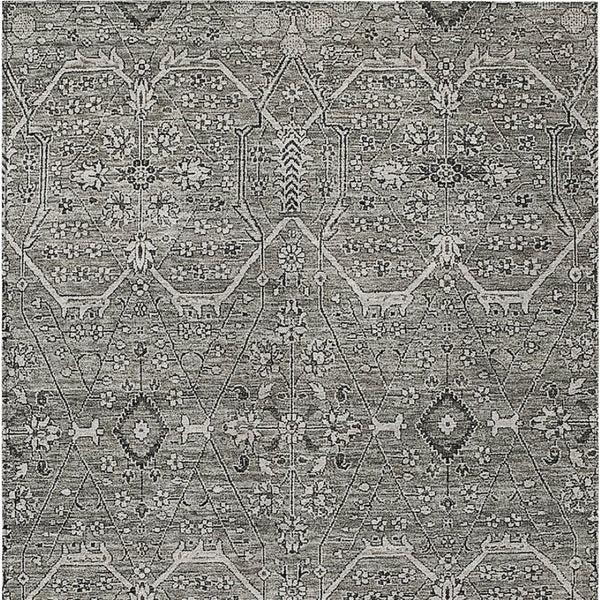 HomeRoots 5' Pewter Floral Area Rug - Stylish Washable Design for Indoor & Outdoor Spaces, Durable & Elegant 8' X 10' 607353