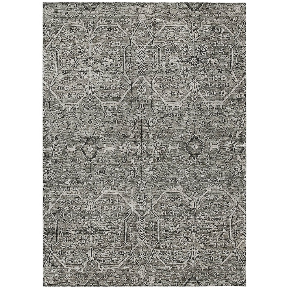 HomeRoots 5' Pewter Floral Area Rug - Stylish Washable Design for Indoor & Outdoor Spaces, Durable & Elegant 8' X 10' 607353