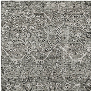 HomeRoots 5' Pewter Floral Area Rug - Stylish Washable Design for Indoor & Outdoor Spaces, Durable & Elegant 8' X 10' 607353