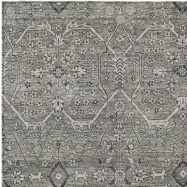HomeRoots 5' Pewter Floral Area Rug - Stylish Washable Design for Indoor & Outdoor Spaces, Durable & Elegant 8' X 10' 607353