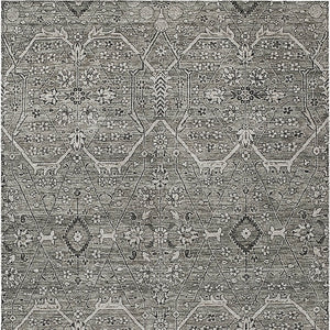 HomeRoots 5' Pewter Floral Area Rug - Stylish Washable Design for Indoor & Outdoor Spaces, Durable & Elegant 9' X 12' 607354