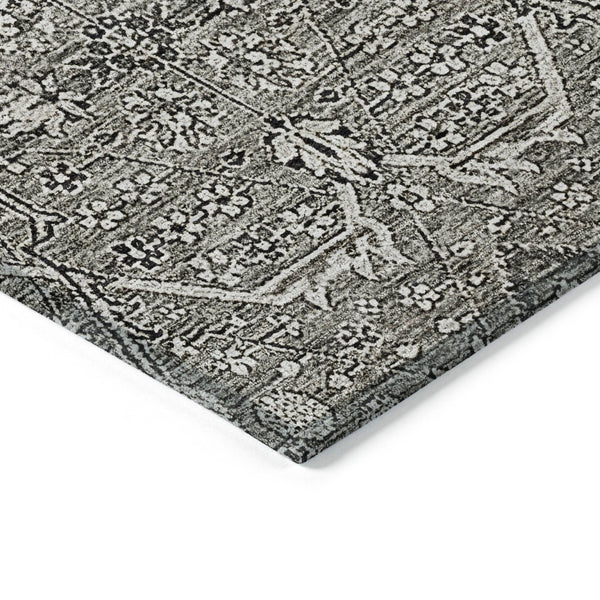 HomeRoots 5' Pewter Floral Area Rug - Stylish Washable Design for Indoor & Outdoor Spaces, Durable & Elegant 9' X 12' 607354