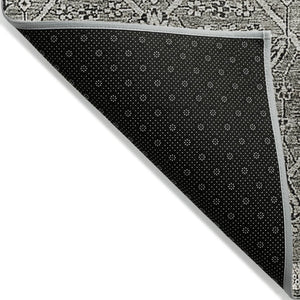 HomeRoots 5' Pewter Floral Area Rug - Stylish Washable Design for Indoor & Outdoor Spaces, Durable & Elegant 10' X 14' 607355