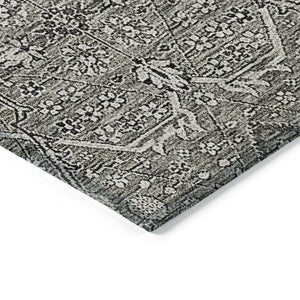 HomeRoots 5' Pewter Floral Area Rug - Stylish Washable Design for Indoor & Outdoor Spaces, Durable & Elegant 10' X 14' 607355