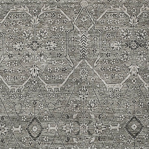 HomeRoots 5' Pewter Floral Area Rug - Stylish Washable Design for Indoor & Outdoor Spaces, Durable & Elegant 10' X 14' 607355
