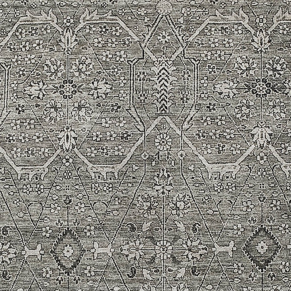 HomeRoots 5' Pewter Floral Area Rug - Stylish Washable Design for Indoor & Outdoor Spaces, Durable & Elegant 10' X 14' 607355