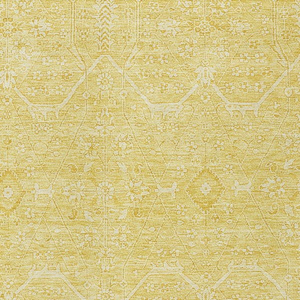 HomeRoots 5' Gold Floral Washable Area Rug – Elegant Indoor-Outdoor Design for High-Traffic Spaces and Durability 5' X 8' 607363