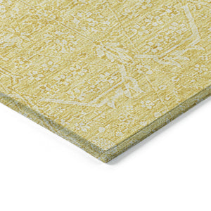 HomeRoots 5' Gold Floral Washable Area Rug – Elegant Indoor-Outdoor Design for High-Traffic Spaces and Durability 8' X 10' 607365